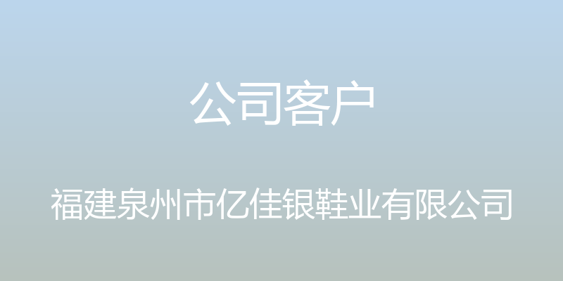 公司客户 - 福建泉州市亿佳银鞋业有限公司